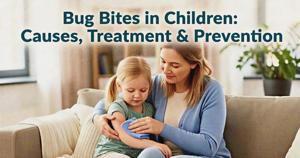 Child with visible bug bites on arm showing mild swelling and redness