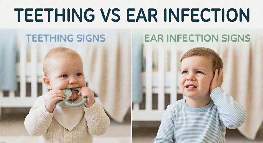 difference between teething and ear infection in children