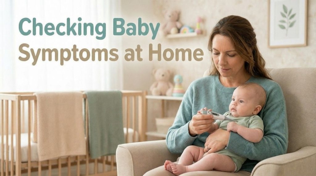 Clinic or Hospital for a Sick Baby? Emergency Warning Signs Parents Should Know checking sick baby symptoms at home.jpg