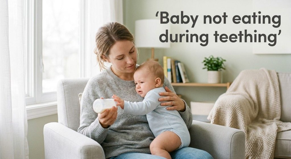 Baby Not Eating During Teething: What’s Normal, What’s Not, and When to Worry baby not eating during teething refusing feed mother comfort.jpg