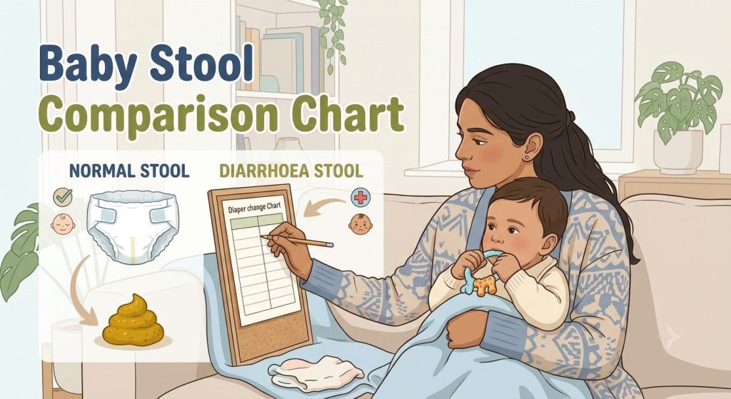 Comparison of normal baby stool and diarrhoea stool