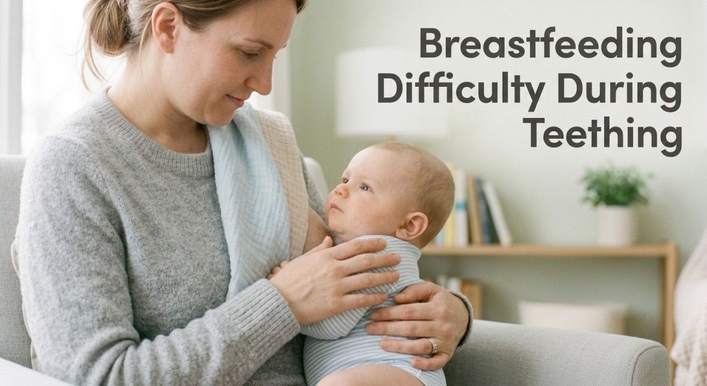 baby pulling away during breastfeeding due to teething gum discomfort