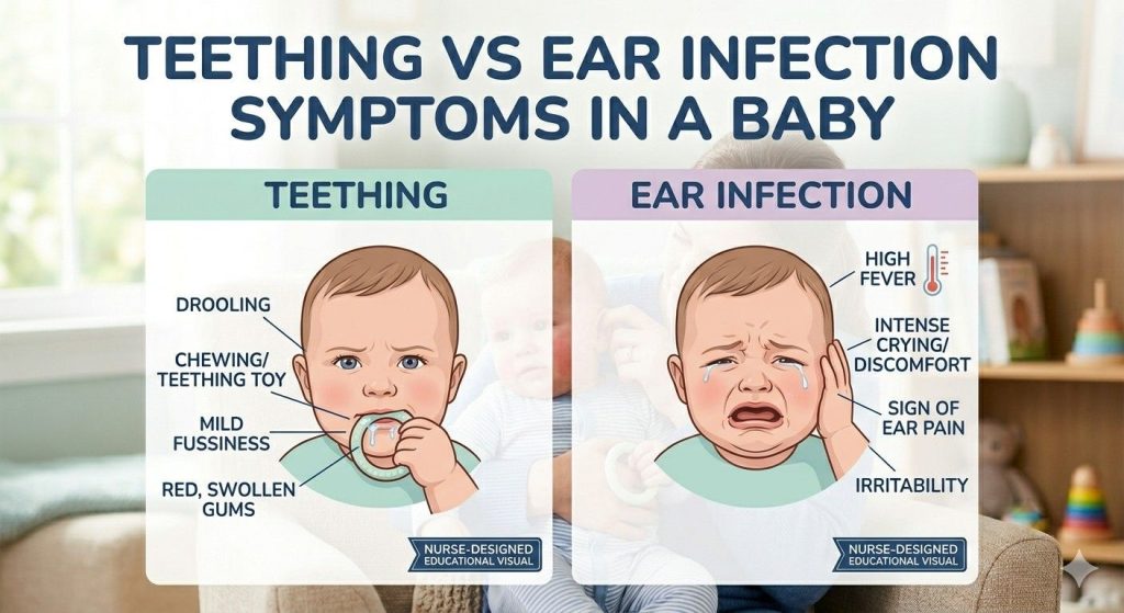 Baby Pulling Ears While Teething: What It Means and When to Worry Comparison chart of teething vs ear infection symptoms in babies