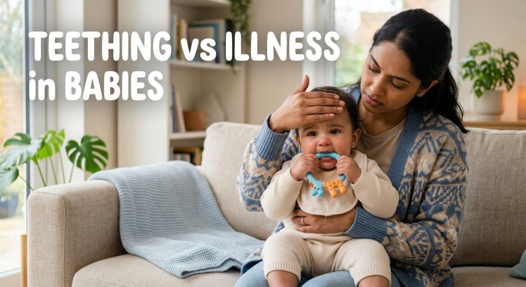 Teething vs Illness: How to Tell the Difference Mother is checking whether her baby has teething symptoms or illness